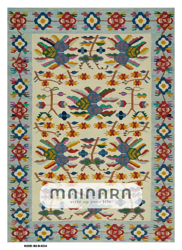 Karpet Bohemian (BU-B-0034) - Blue,Cream,Red