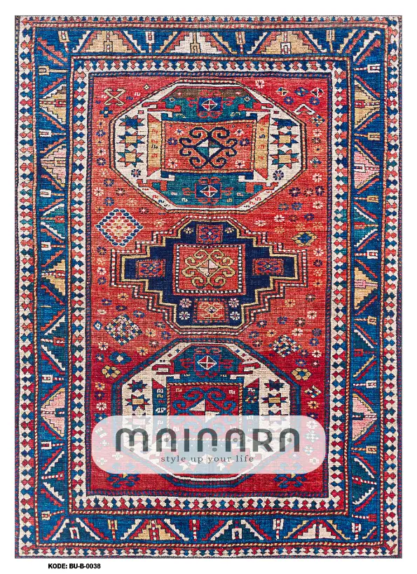 Karpet Bohemian (BU-B-0038) - Blue,Red