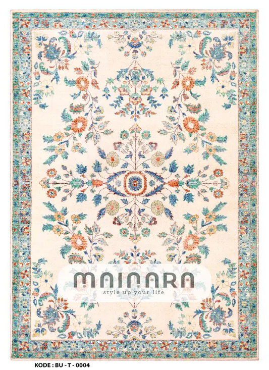 Karpet Tradisional (BU-T-0004) - Blue,Orange,Tosca,Cream