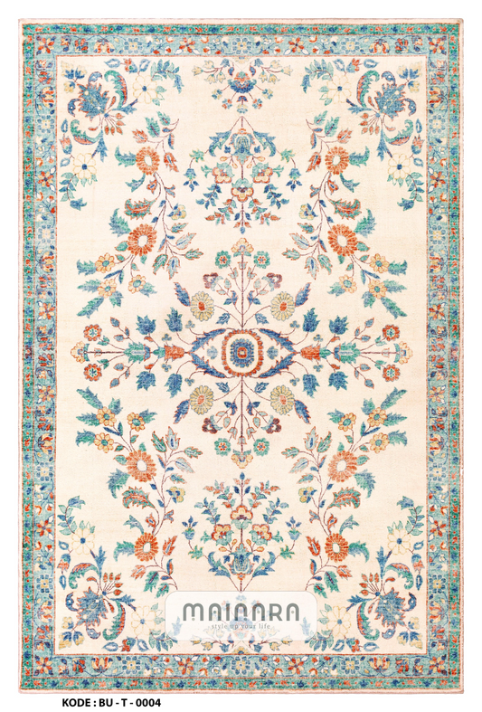Karpet Tradisional (BU-T-0004) - Blue,Orange,Tosca,Cream