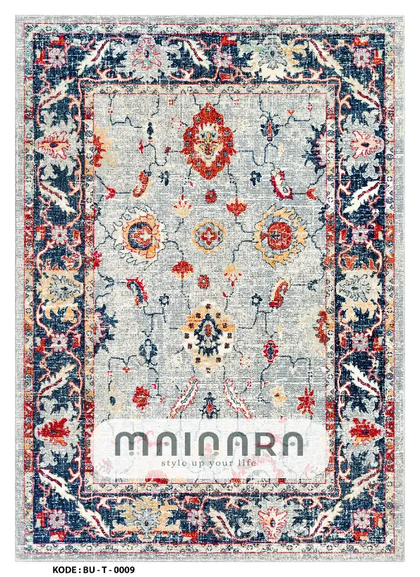 Karpet Tradisional (BU-T-0009) - Blue,Orange,Grey