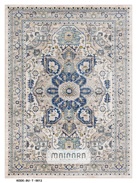 Karpet Tradisional (BU-T-0012) - Blue,Grey,Cream
