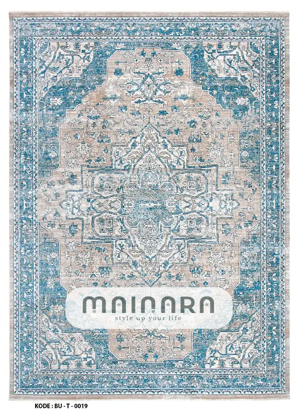Karpet Tradisional (BU-T-0019) - Blue,Grey,Cream