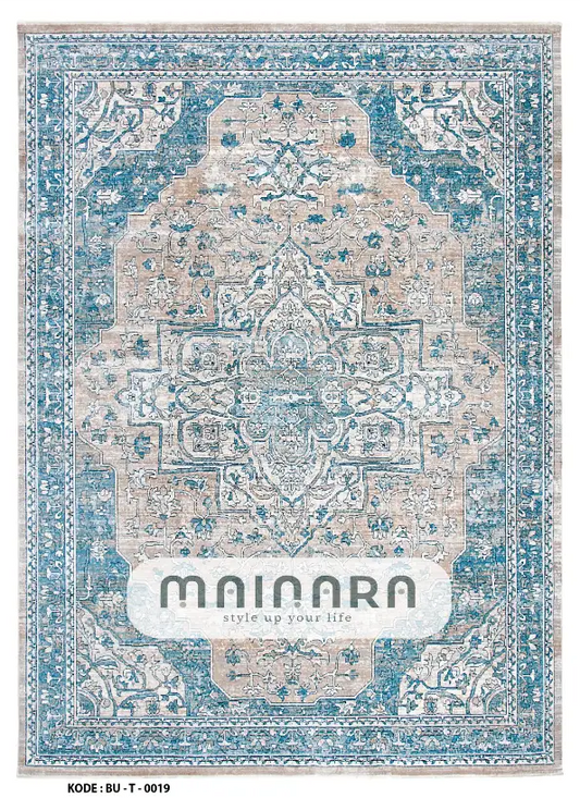 Karpet Tradisional (BU-T-0019) - Blue,Grey,Cream