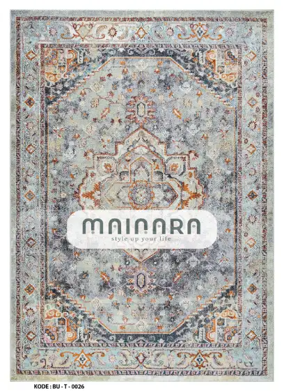 Karpet Tradisional (BU-T-0026) - Blue,Grey,Brown,Orange