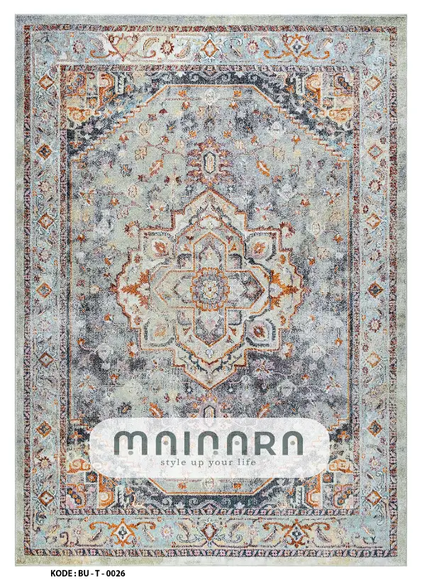 Karpet Tradisional (BU-T-0026) - Blue,Grey,Brown,Orange