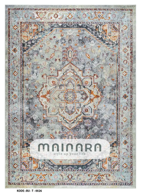 Karpet Tradisional (BU-T-0026) - Blue,Grey,Brown,Orange