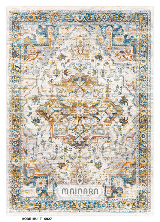 Karpet Tradisional (BU-T-0027) - Blue,Grey,Yellow,Orange