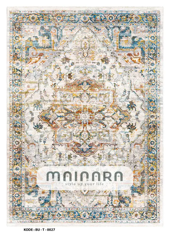 Karpet Tradisional (BU-T-0027) - Blue,Grey,Yellow,Orange