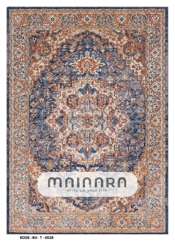 Karpet Tradisional (BU-T-0028) - Blue,Brown,Orange