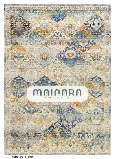 Karpet Tradisional (BU-T-0029) - Blue,Cream,Orange,Grey