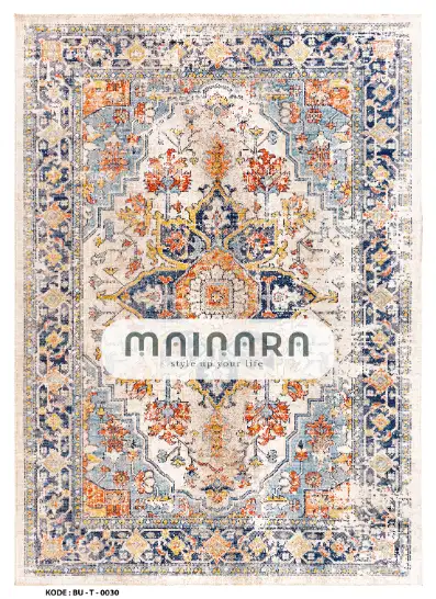 Karpet Tradisional (BU-T-0030) - Blue,Grey,Orange