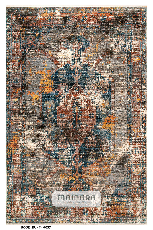 Karpet Tradisional (BU-T-0037) - Blue,Brown,Grey,Orange