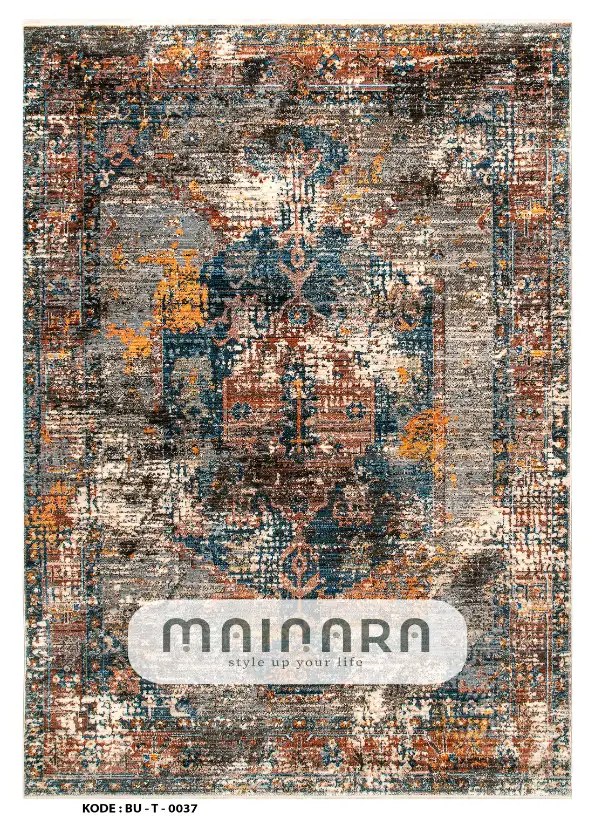 Karpet Tradisional (BU-T-0037) - Blue,Brown,Grey,Orange