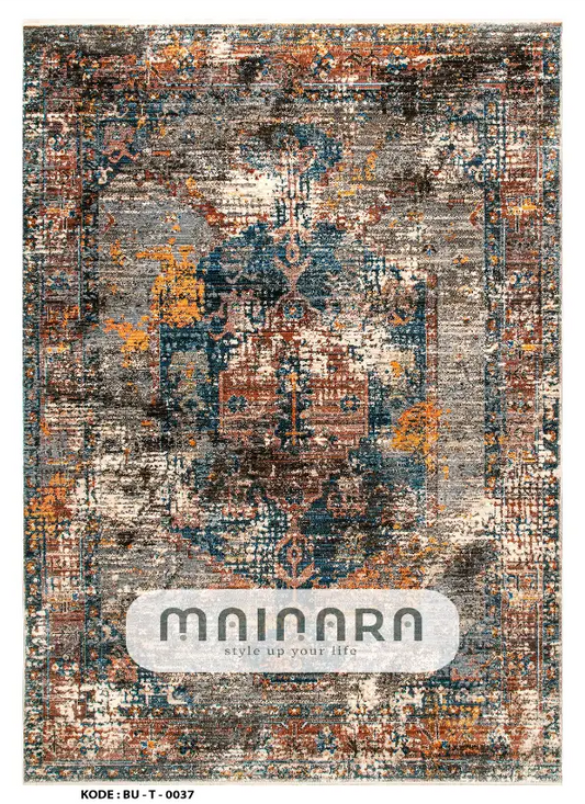Karpet Tradisional (BU-T-0037) - Blue,Brown,Grey,Orange