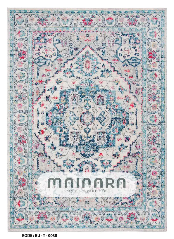 Karpet Tradisional (BU-T-0038) - Blue,Grey,Pink