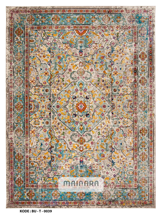 Karpet Tradisional (BU-T-0039) - Blue,Brown,Tosca,Yellow
