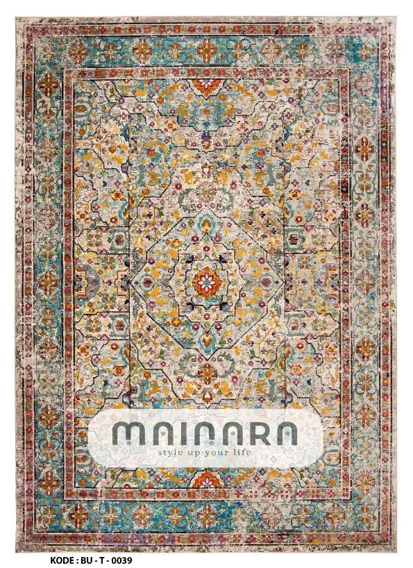 Karpet Tradisional (BU-T-0039) - Blue,Brown,Tosca,Yellow