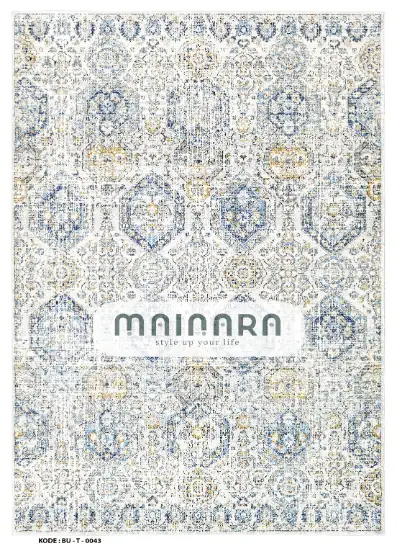 Karpet Tradisional (BU-T-0043) - Blue,Grey,Yellow
