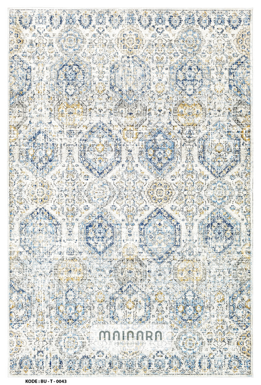 Karpet Tradisional (BU-T-0043) - Blue,Grey,Yellow