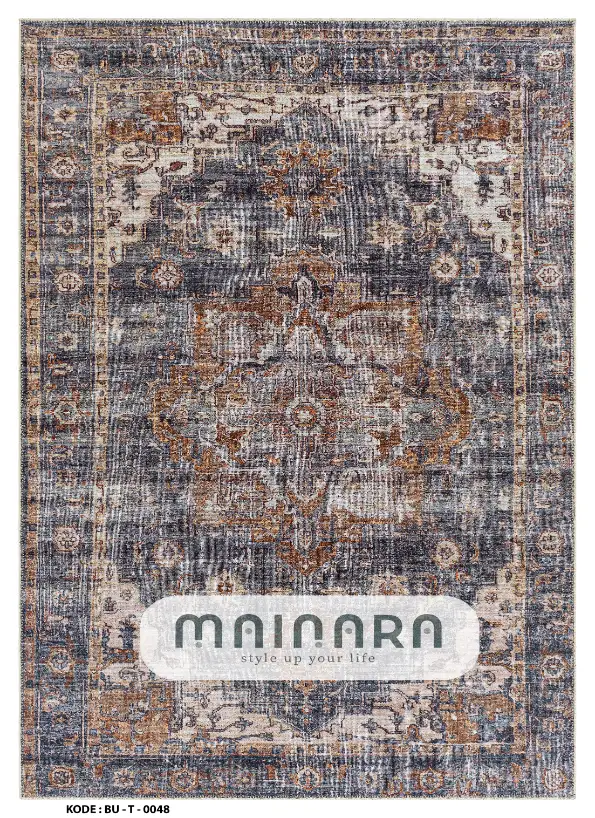 Karpet Tradisional (BU-T-0048) - Blue,Brown,Grey