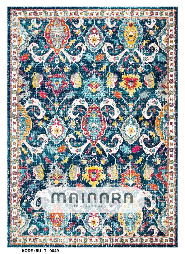 Karpet Tradisional (BU-T-0049) - Blue,Orange,Yellow,Pink