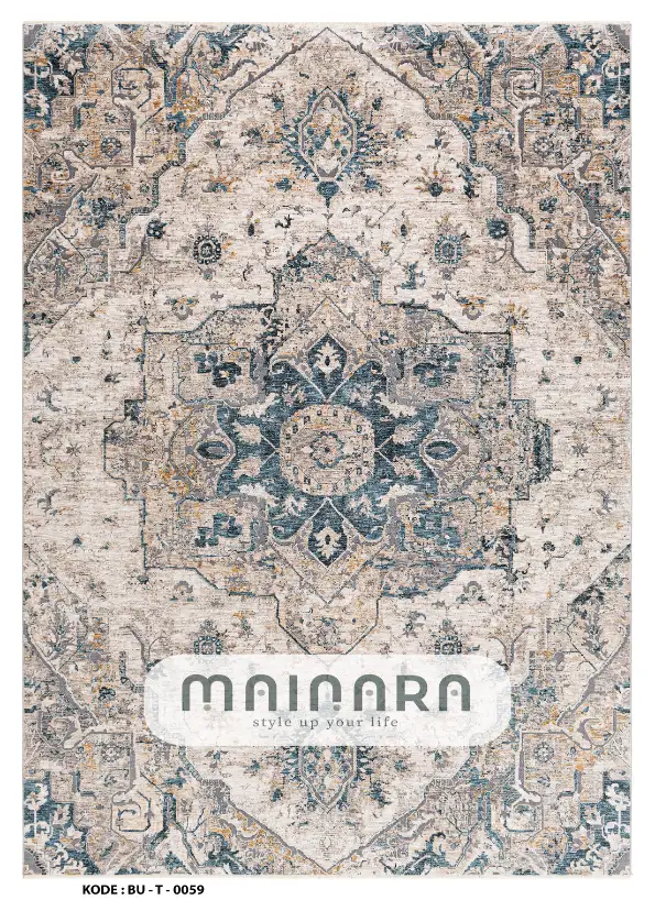 Karpet Tradisional (BU-T-0059) - Blue,Grey,Cream