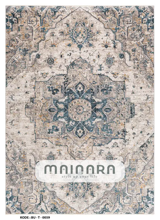 Karpet Tradisional (BU-T-0059) - Blue,Grey,Cream