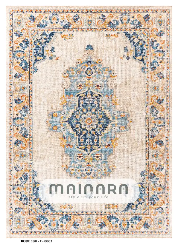 Karpet Tradisional (BU-T-0063) - Blue,Cream,Orange