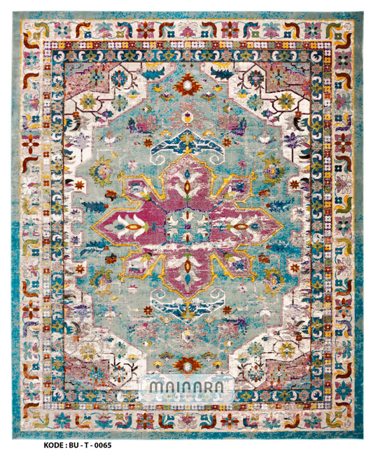 Karpet Tradisional (BU-T-0065) - Blue,Tosca,Pink,Yellow,Red