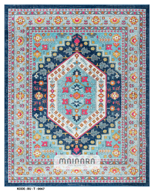 Karpet Tradisional (BU-T-0067) - Blue,Pink,Yellow