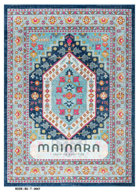 Karpet Tradisional (BU-T-0067) - Blue,Pink,Yellow