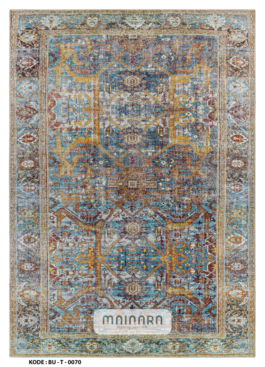 Karpet Tradisional (BU-T-0070) - Blue,Brown,Yellow
