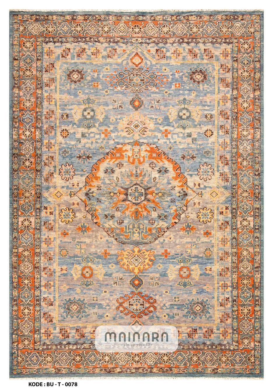 Karpet Tradisional (BU-T-0078) - Blue,Orange,Brown