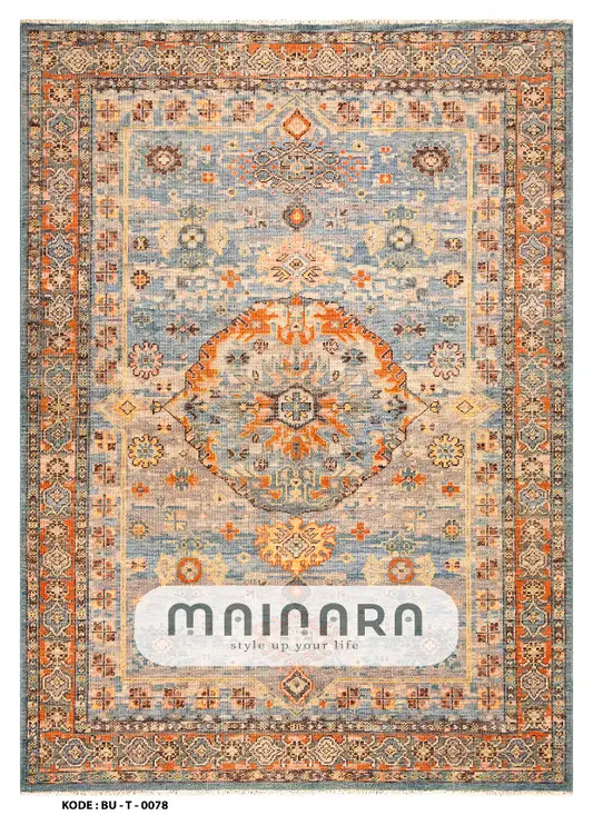 Karpet Tradisional (BU-T-0078) - Blue,Orange,Brown