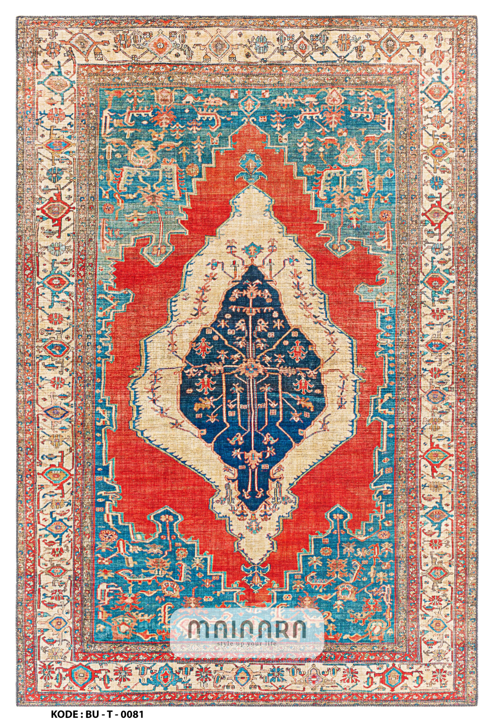 Karpet Tradisional (BU-T-0081) - Blue,Red,Brown