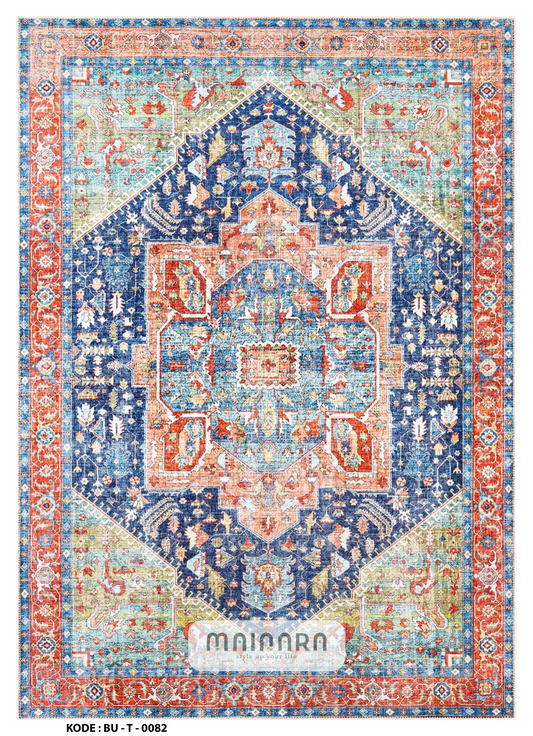 Karpet Tradisional (BU-T-0082) - Blue,Orange,Peach,Green
