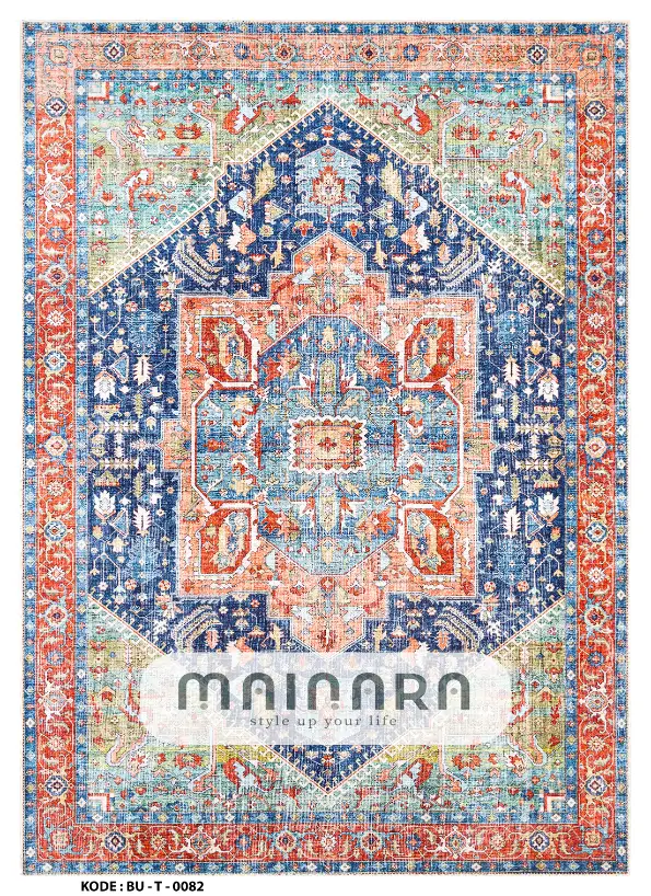 Karpet Tradisional (BU-T-0082) - Blue,Orange,Peach,Green