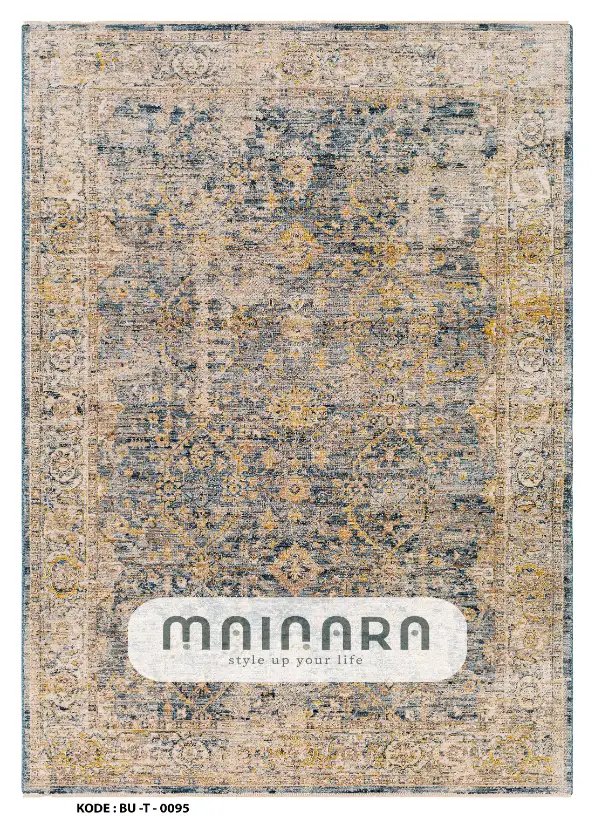Karpet Tradisional (BU-T-0095) - Blue,Cream