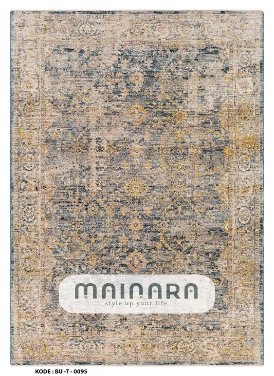 Karpet Tradisional (BU-T-0095) - Blue,Cream
