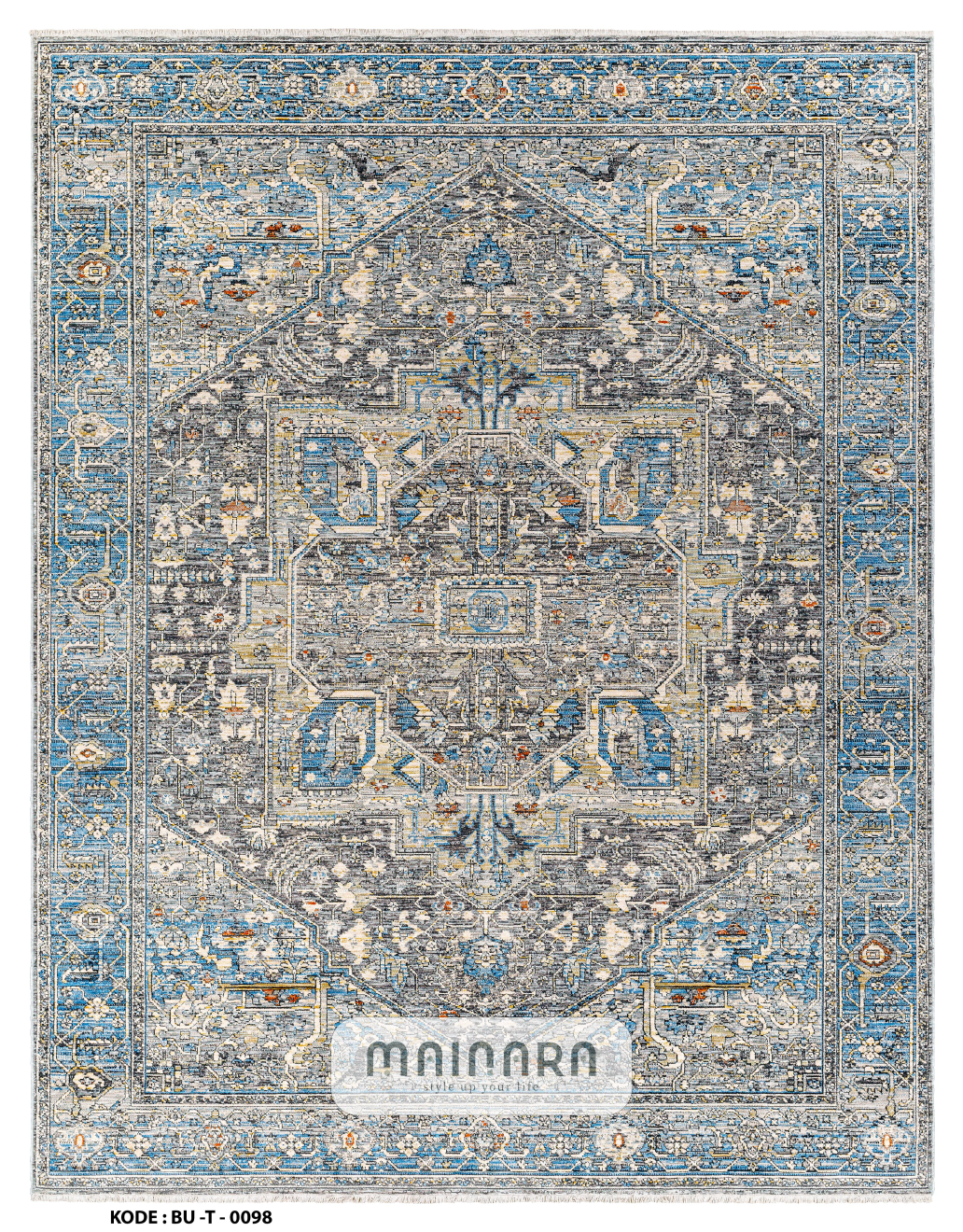 Karpet Tradisional (BU-T-0098) - Blue,Grey