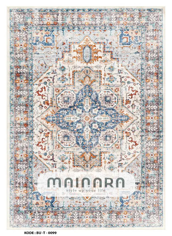 Karpet Tradisional (BU-T-0099) - Blue,Grey,Orange