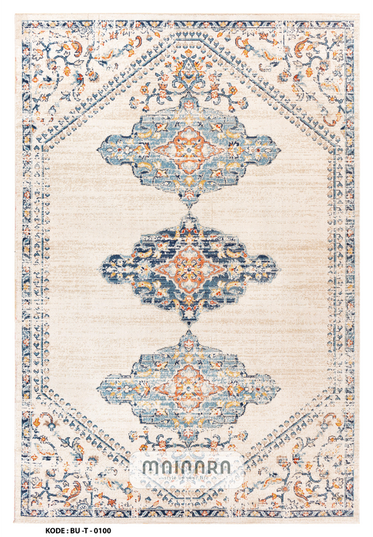 Karpet Tradisional (BU-T-0100) - Blue,Cream,Orange