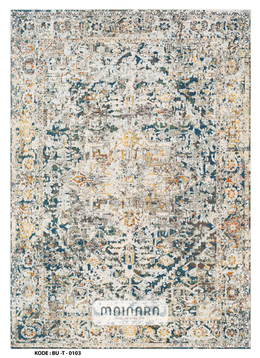 Karpet Tradisional (BU-T-0103) - Blue,Grey,Green,Yellow