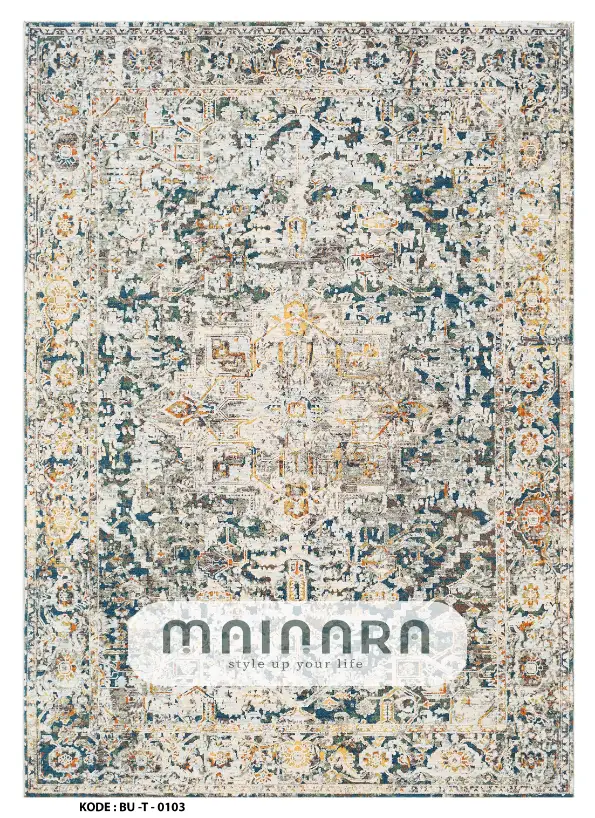 Karpet Tradisional (BU-T-0103) - Blue,Grey,Green,Yellow