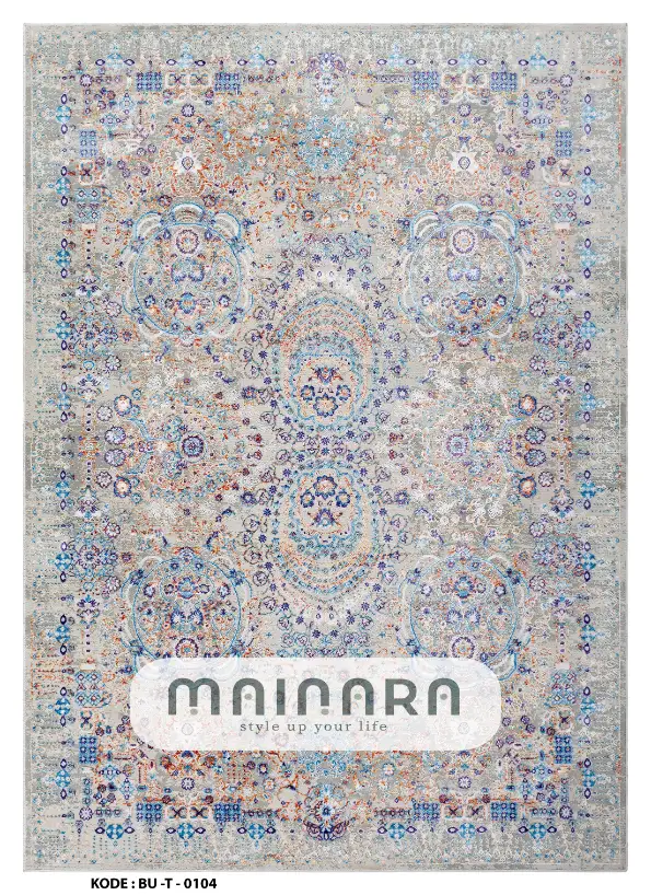 Karpet Tradisional (BU-T-0104) - Blue,Grey,OrRange