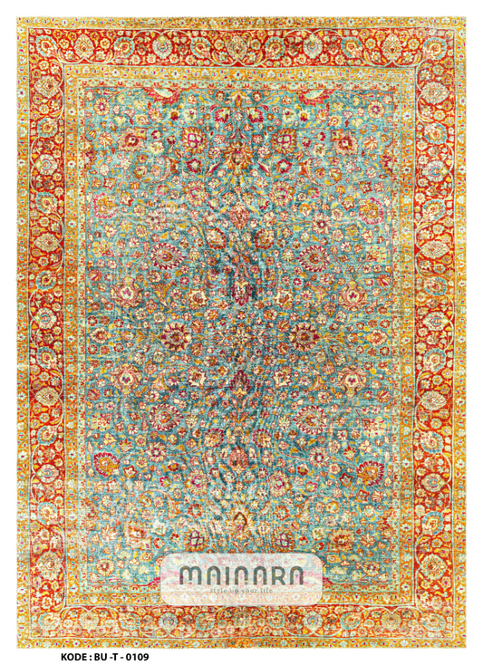 Karpet Tradisional (BU-T-0109) - Blue,Yellow,Orange