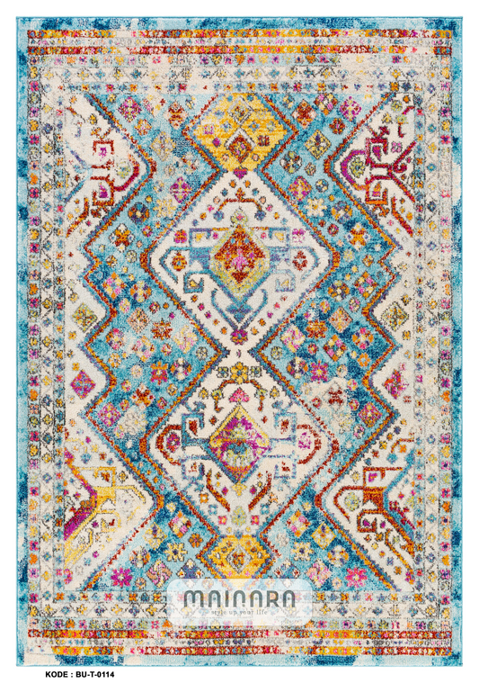Karpet Tradisional (BU-T-0114) - Blue,Yellow,Pink