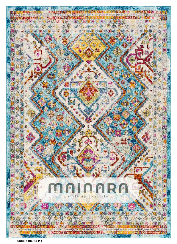 Karpet Tradisional (BU-T-0114) - Blue,Yellow,Pink