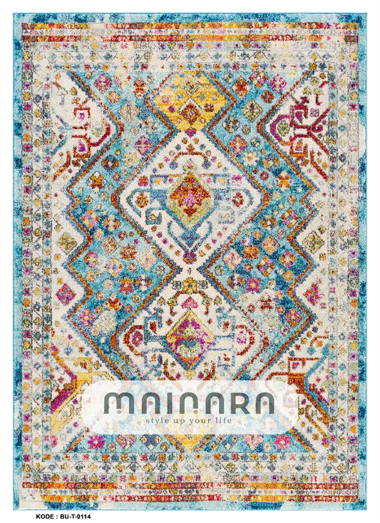 Karpet Tradisional (BU-T-0114) - Blue,Yellow,Pink